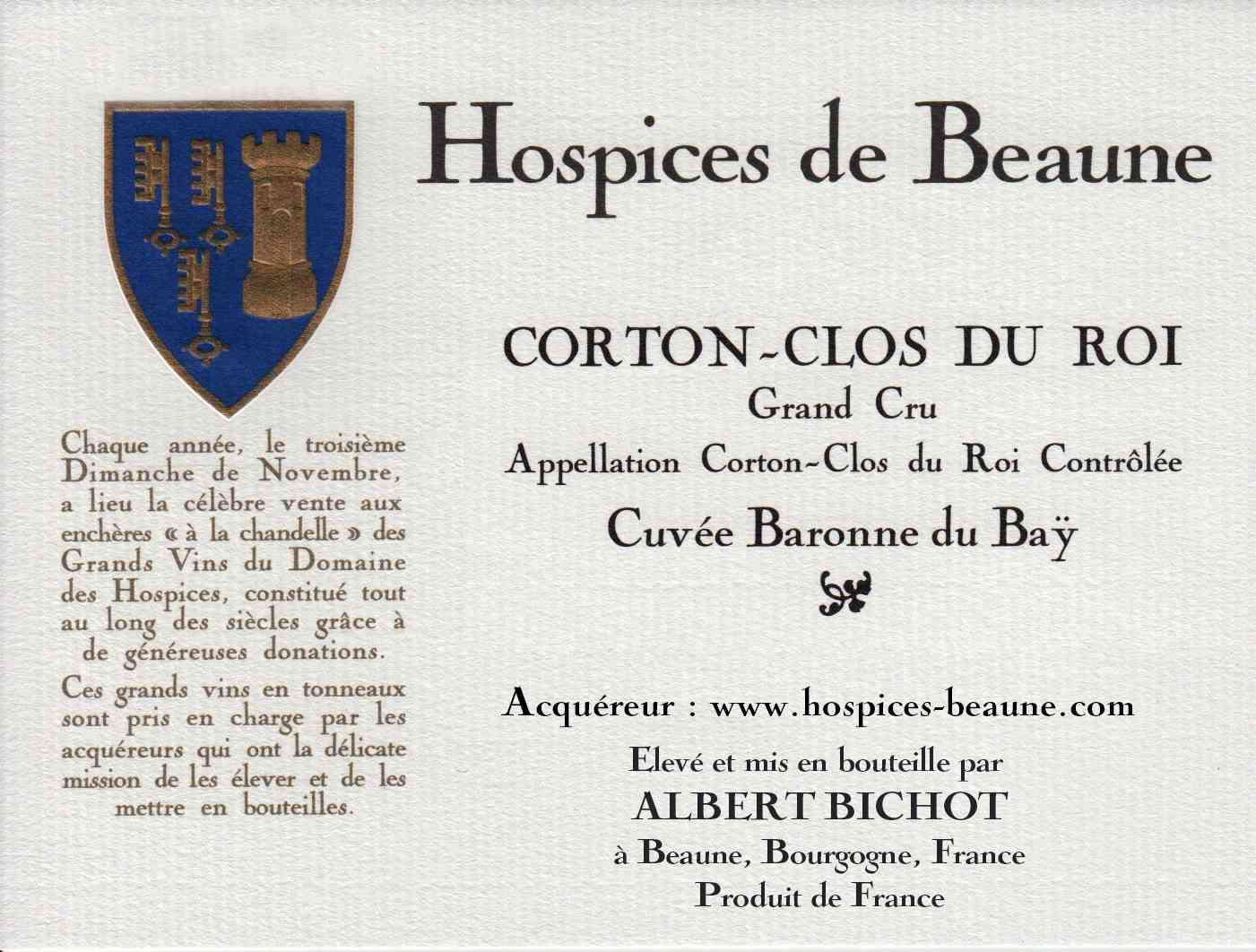 Encheres-auction-HospicesdeBeaune-AlbertBichot-CortonClosduRoy-GrandCru-Cuvee-BaronneduBay
