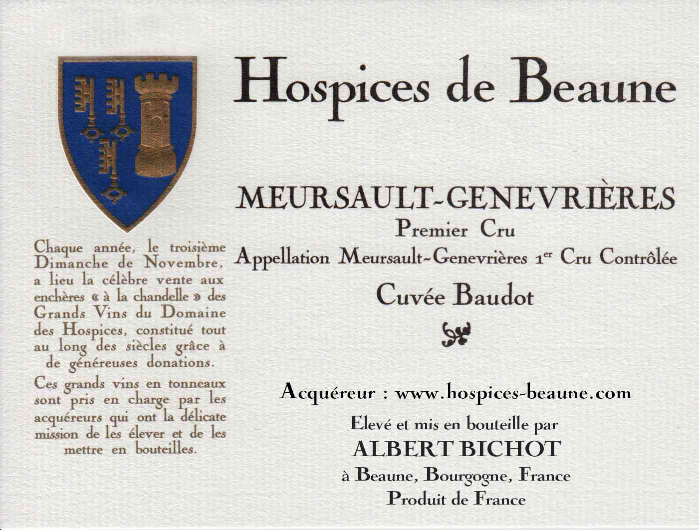 Encheres-auction-HospicesdeBeaune-AlbertBichot-Meursault-Genevrieres-PremierCru-Cuvee-Baudot