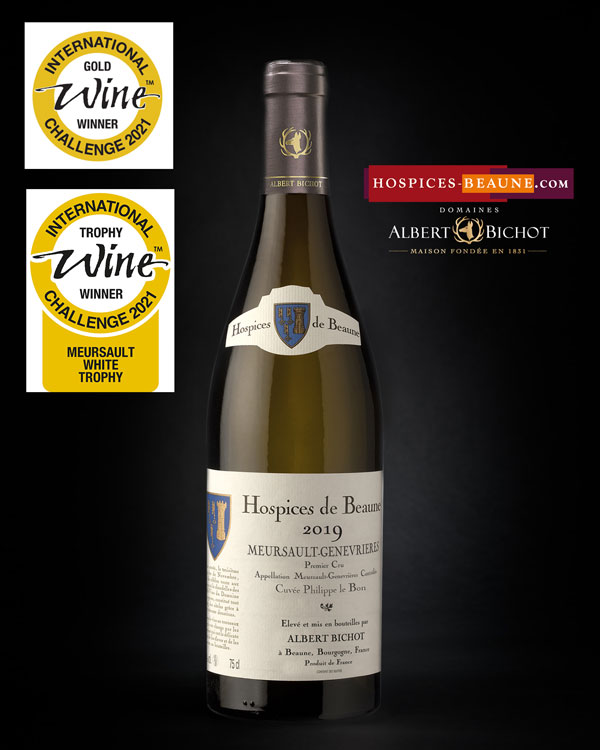 Meursault -Genevrières 1er Cru cuvée Philippe le Bon 2019 élevé par Albert Bichot 
97/100 - médaille d'Or International Wine Challenge - Meursault Trophy