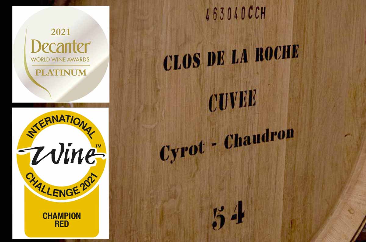 Hospices de Beaune Clos de la Roche 2019 aged by Albert Bichot : double winner Champion Red (International Wine Challenge) + Platinum Awards (Decanter World Wine Awards)